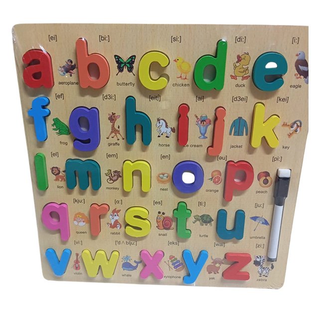 Kids Alphabet Wooden Puzzle Board – A to Z Learning with Magnetic Letters & Pen