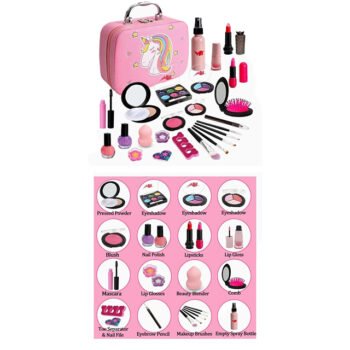 Kids Non-Toxic Unicorn Makeup Set – 20+ Piece Cosmetic Kit with Carry Case