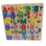 Kids Alphabet Wooden Puzzle Board A to Z Learning with Magnetic Letters and Pen 3