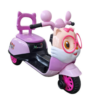 Kids Electric Ride-On Scooter – Cat Face Design with Lights & Music
